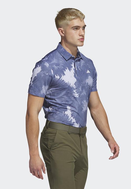 adidas Performance - Key golf  print polo - white & collegiate navy
