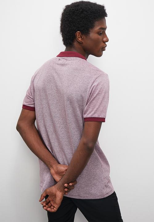 Superbalist - Bolden textured piquet  golfer - plum & white