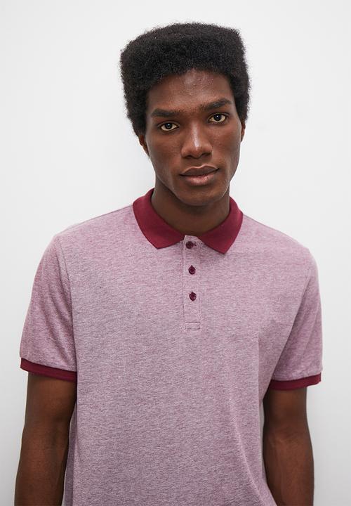 Superbalist - Bolden textured piquet  golfer - plum & white