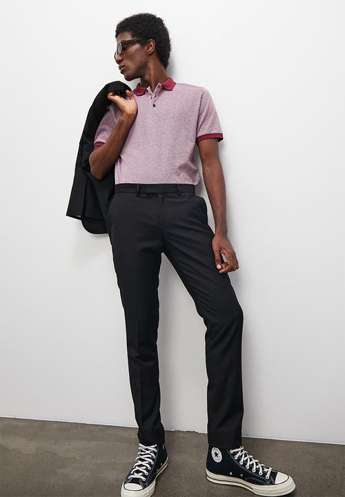 Superbalist - Bolden textured piquet  golfer - plum & white