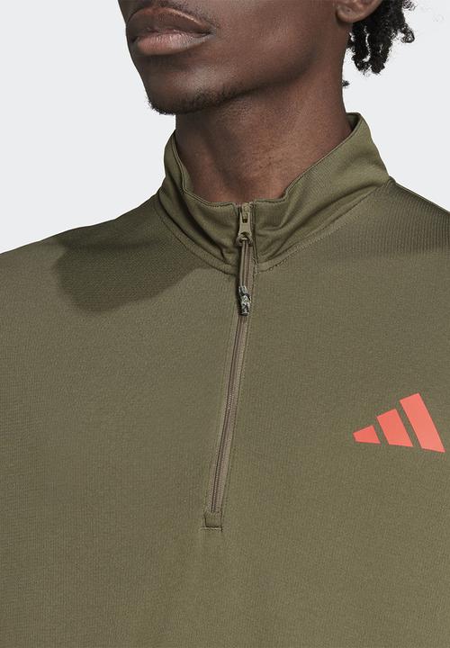 adidas Performance - Tr-es+ bl 1/4 z - olive strata & bright red