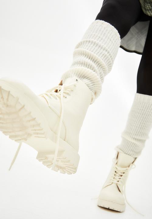 H&M - Rib-knit leg warmers - light beige