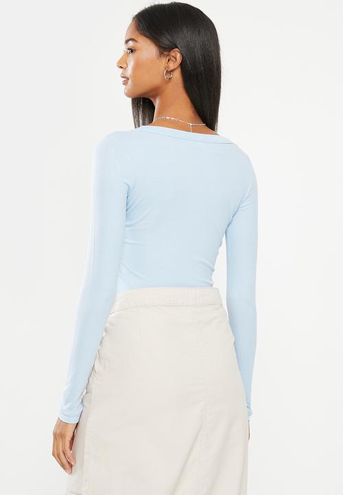 Cotton On - Staple rib scoop neck long sleeve top - shoreline 
