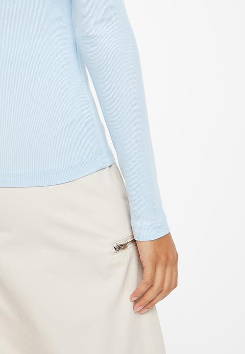 Cotton On - Staple rib scoop neck long sleeve top - shoreline 