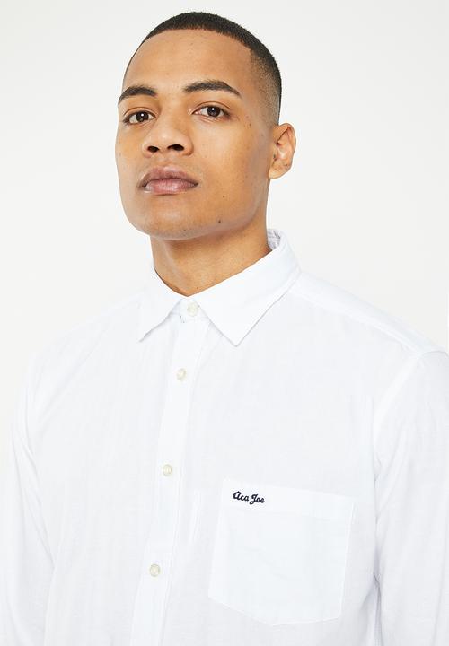 Aca Joe - Mens aca joe long sleeve shirt - white