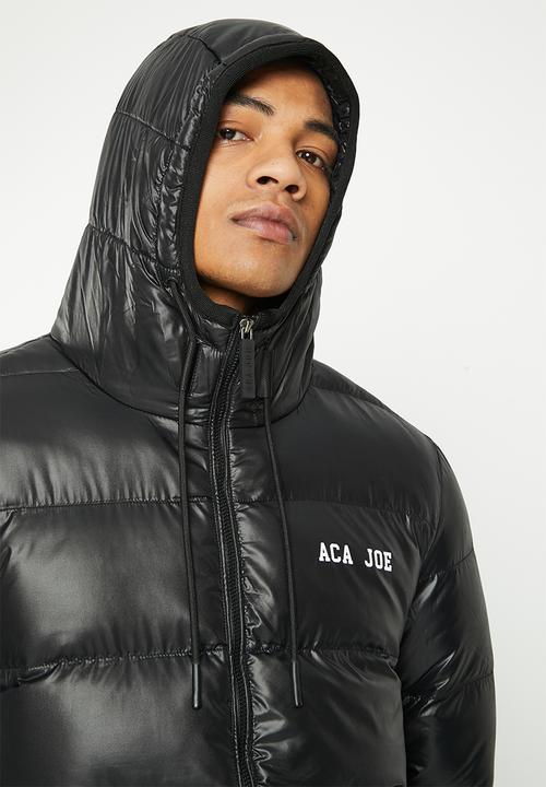 Aca Joe - Mens aca joe embroidered hooded puffer - black