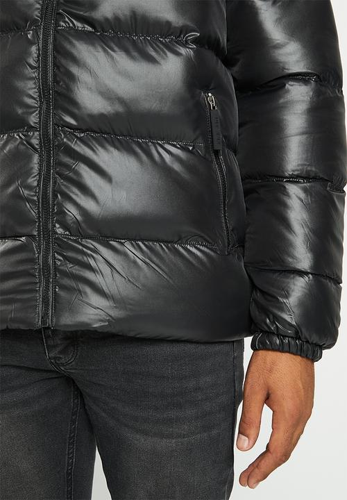 Aca Joe - Mens aca joe embroidered hooded puffer - black
