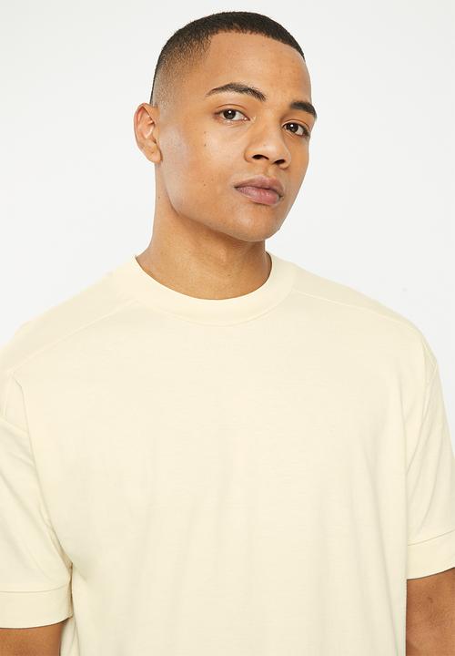 urban° - Mens urban printed oversized tee short sleeve - bone