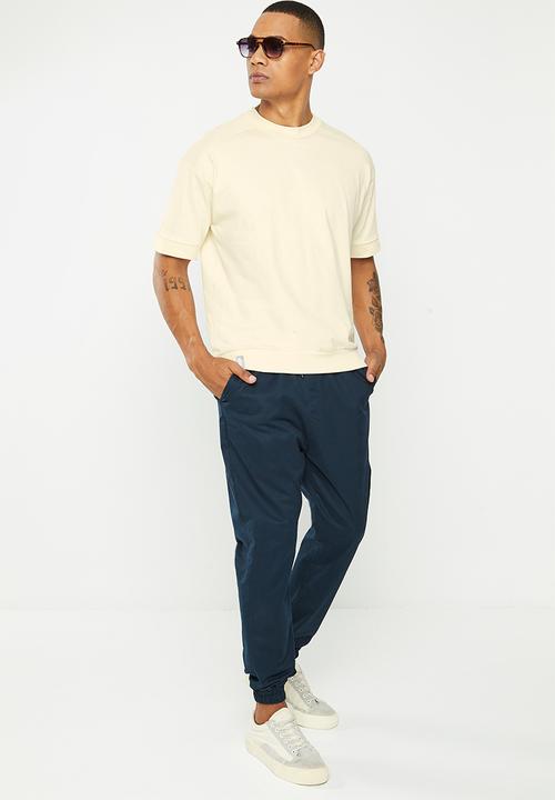 urban° - Mens urban printed oversized tee short sleeve - bone
