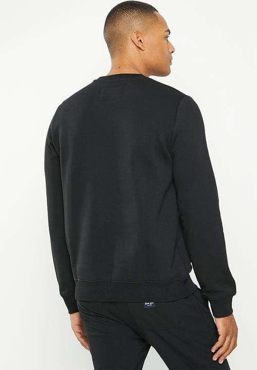Aca Joe - Mens aca joe brushed fleece pullover crew - black