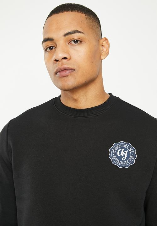 Aca Joe - Mens aca joe brushed fleece pullover crew - black
