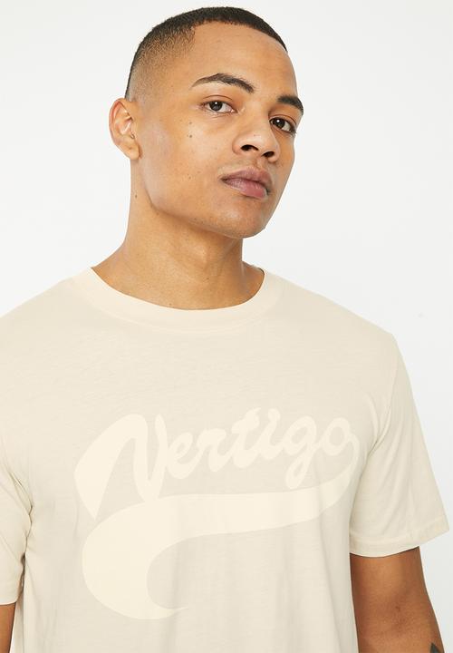 Vertigo - Mens vertigo flock crew tee short sleeve - oatmeal
