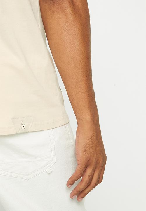 Vertigo - Mens vertigo flock crew tee short sleeve - oatmeal