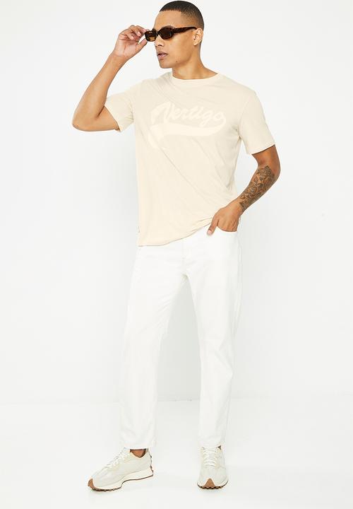 Vertigo - Mens vertigo flock crew tee short sleeve - oatmeal