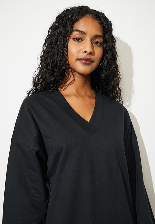 Superbalist - Crossover vneck sweat dress - black