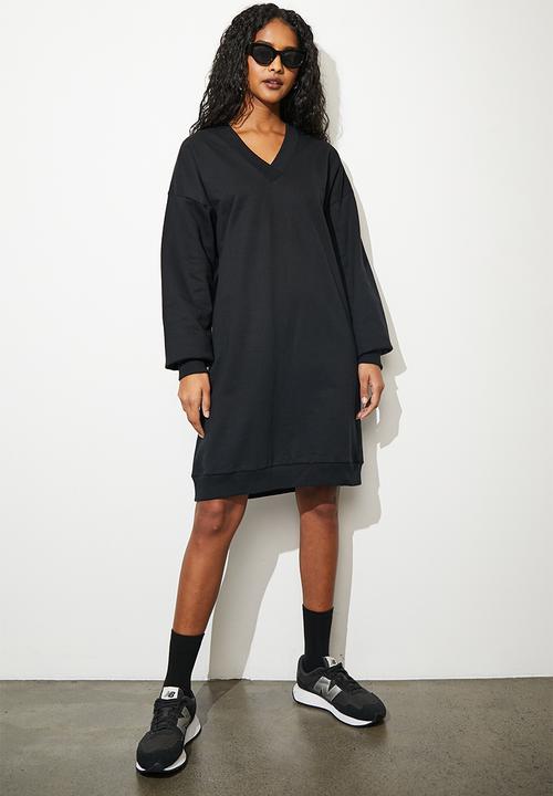 Superbalist - Crossover vneck sweat dress - black
