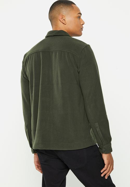 Only & Sons - Onstim ovr full zip fleece long sleeve shirt - olive