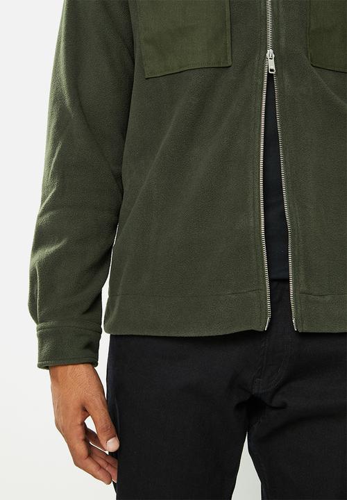 Only & Sons - Onstim ovr full zip fleece long sleeve shirt - olive