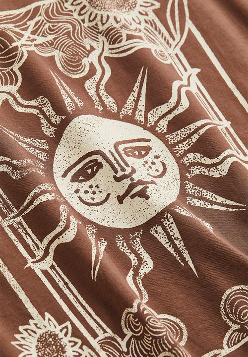 H&M - Oversized printed T-shirt - brown/sunburst