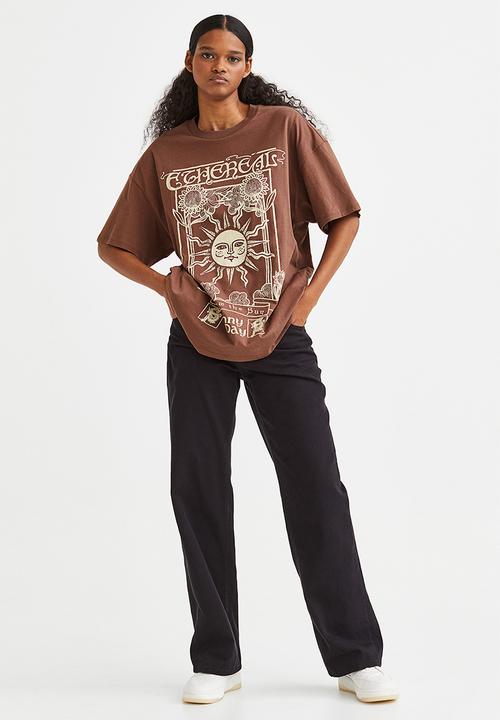 H&M - Oversized printed T-shirt - brown/sunburst