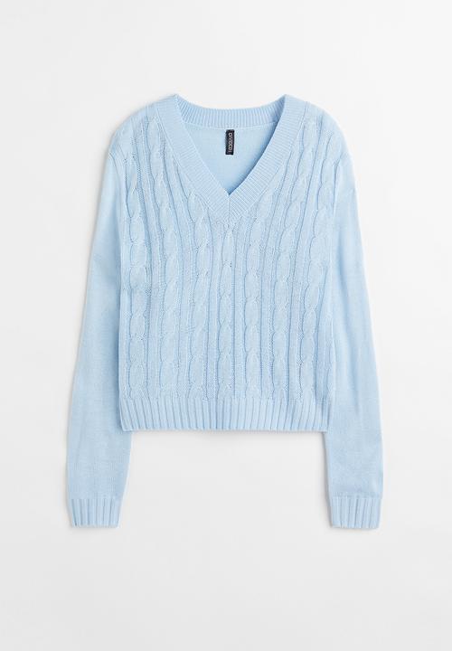 H&M - V-neck cable-knit jumper - light blue