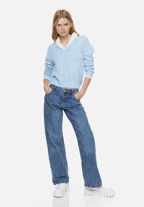 H&M - V-neck cable-knit jumper - light blue