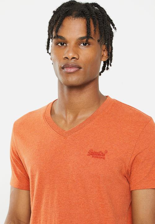Superdry. - Vintage logo emb vee tee - rust orange marl