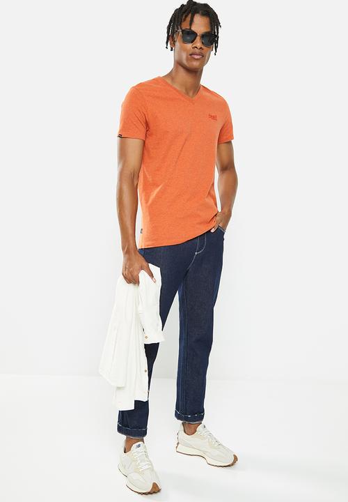 Superdry. - Vintage logo emb vee tee - rust orange marl