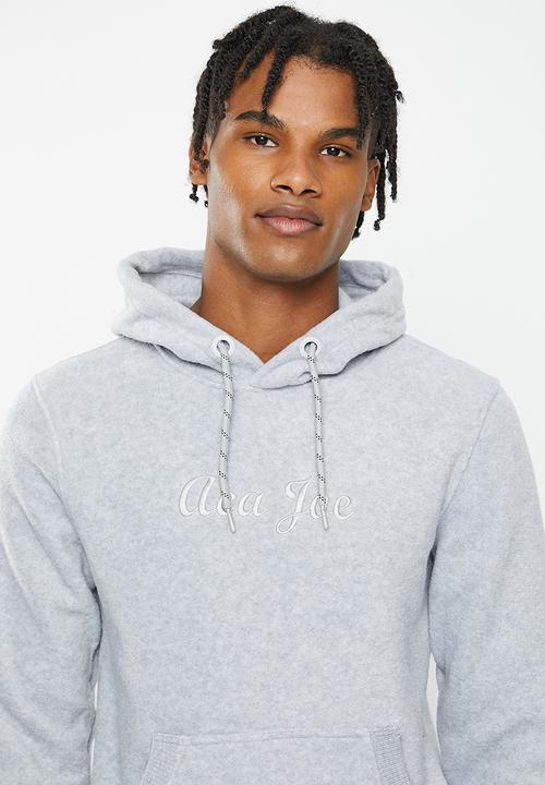 Aca Joe - Mens aca joe embroidered polar fleece sweater - grey melange