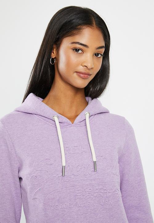 Superdry. - Vintage logo emboss hoodie - pale lilac marl
