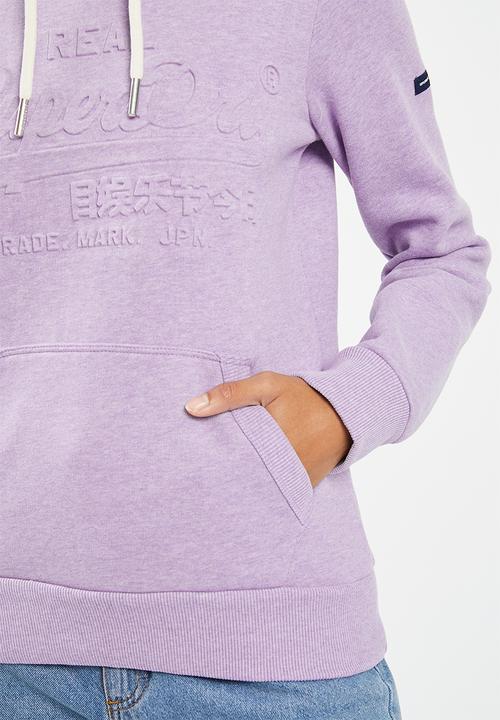 Superdry. - Vintage logo emboss hoodie - pale lilac marl