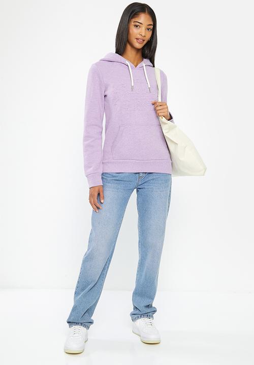 Superdry. - Vintage logo emboss hoodie - pale lilac marl