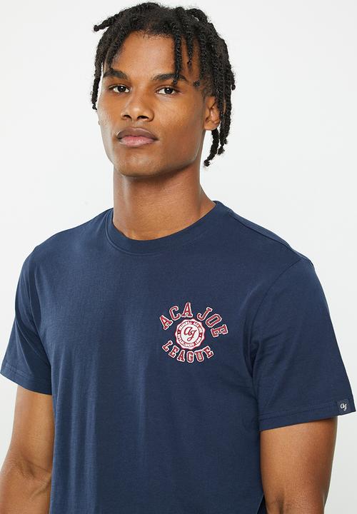 Aca Joe - Mens aca joe rasied lwc embroidery crew tee - dress blue