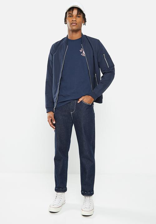 Aca Joe - Mens aca joe rasied lwc embroidery crew tee - dress blue