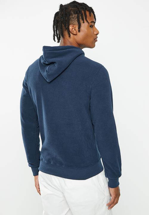 Aca Joe - Mens aca joe embroidered polar fleece sweater pull over hoodie - navy