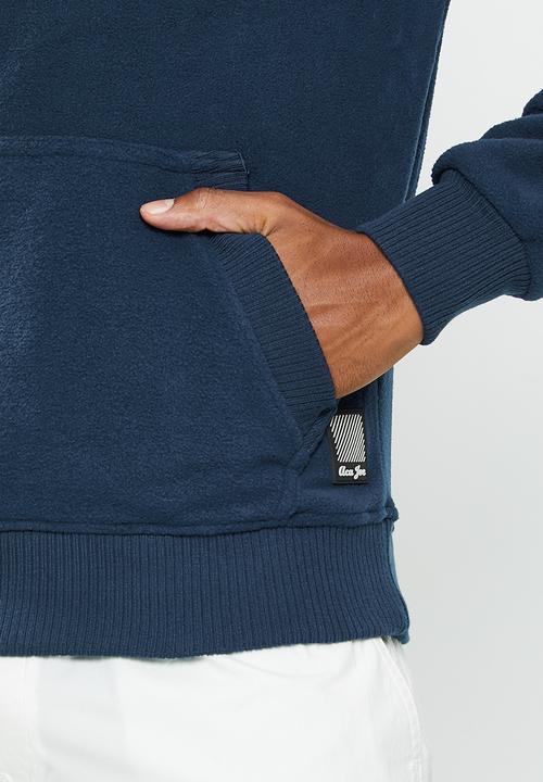 Aca Joe - Mens aca joe embroidered polar fleece sweater pull over hoodie - navy