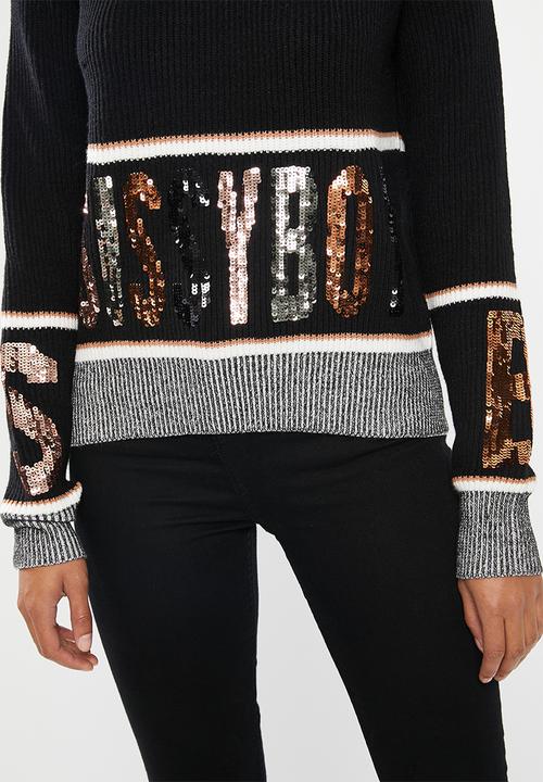 SISSY BOY - Contrasted knitted sweater - black