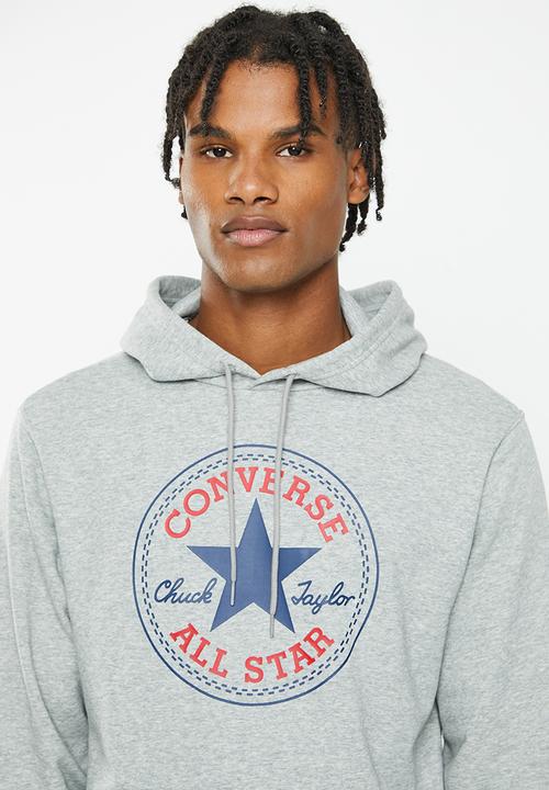 Converse - Standard fit large chuck patch hoodie - grey melange