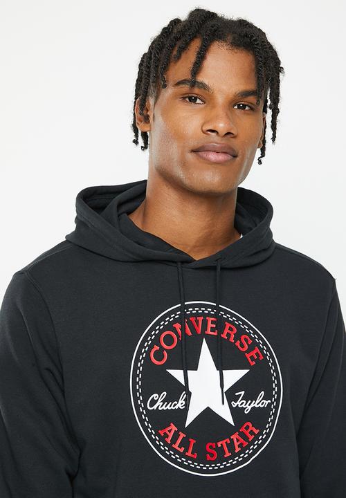 Converse - Standard fit large chuck patch hoodie - black
