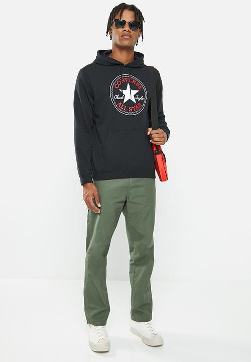 Converse - Standard fit large chuck patch hoodie - black