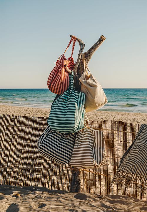 H&M - Striped beach bag - pink/striped