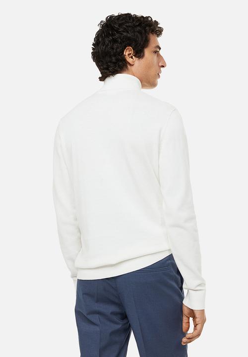H&M - Slim fit fine-knit polo-neck jumper - white