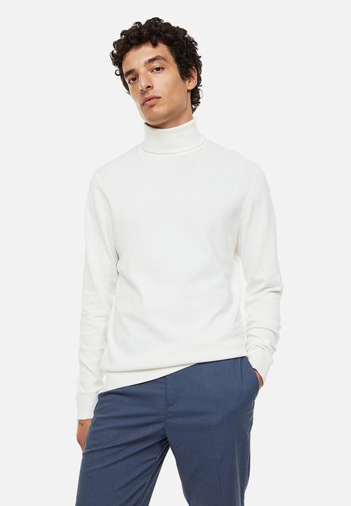 H&M - Slim fit fine-knit polo-neck jumper - white