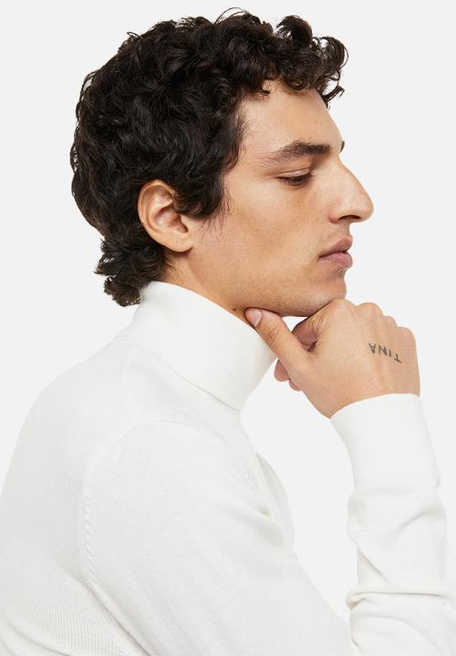 H&M - Slim fit fine-knit polo-neck jumper - white
