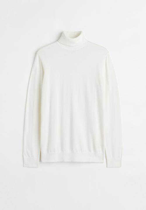 H&M - Slim fit fine-knit polo-neck jumper - white