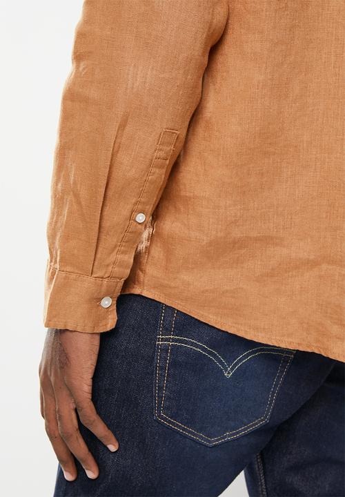 Cotton On - Linen long sleeve shirt - terracotta