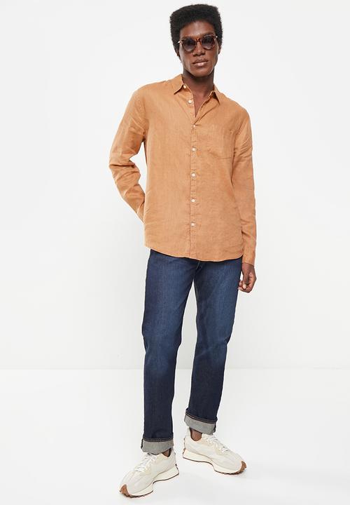 Cotton On - Linen long sleeve shirt - terracotta