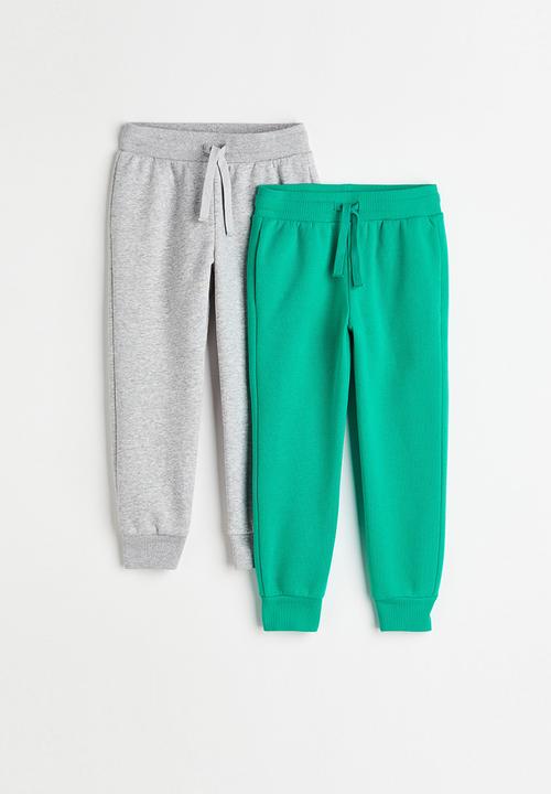 H&M - 2-pack joggers - bright green/light grey marl