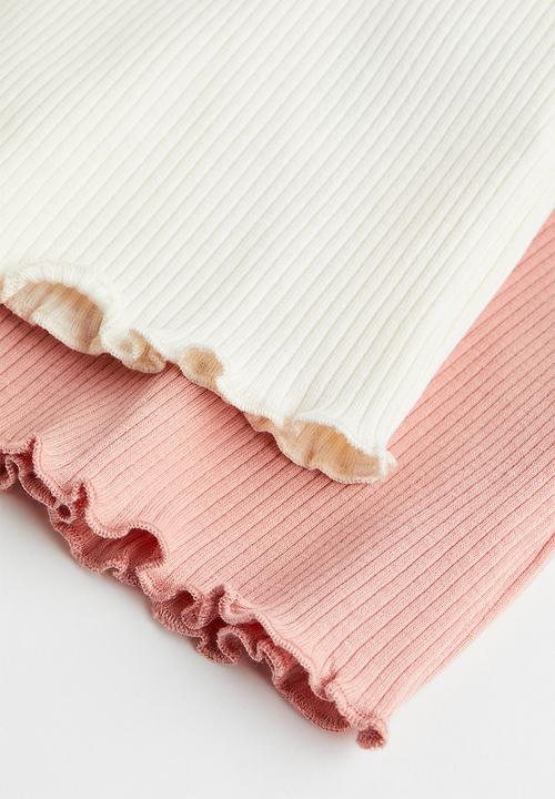 H&M - 2-pack ribbed tops - pink/white