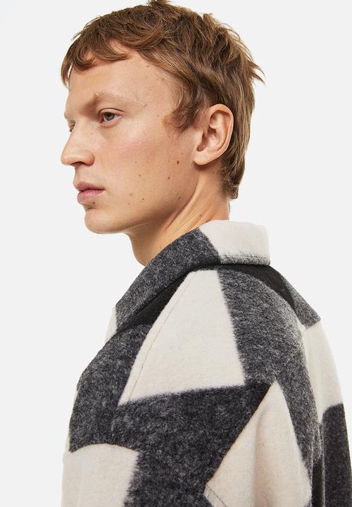 H&M - Relaxed fit overshirt - black/checked